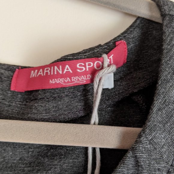 NWT Marina Rinaldi Sport Olivetta long-sleeved gray tailored midi dress, size 22 - Picture 3 of 10
